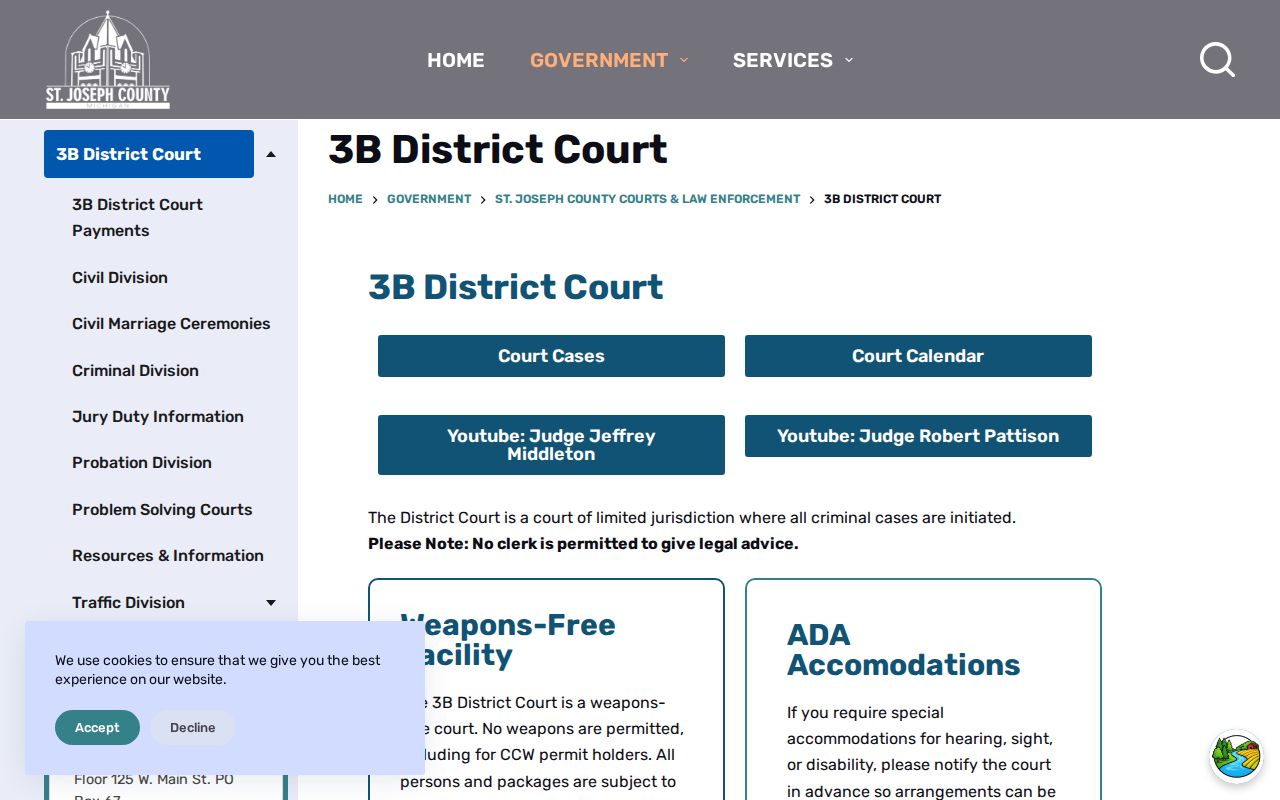 St. Joseph County warrant search information from the 3B District Court