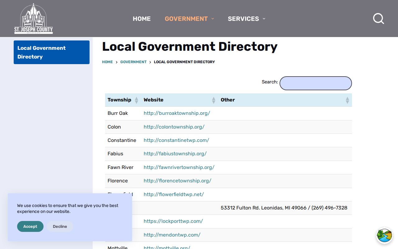 St. Joseph County city court warrant records local government directory