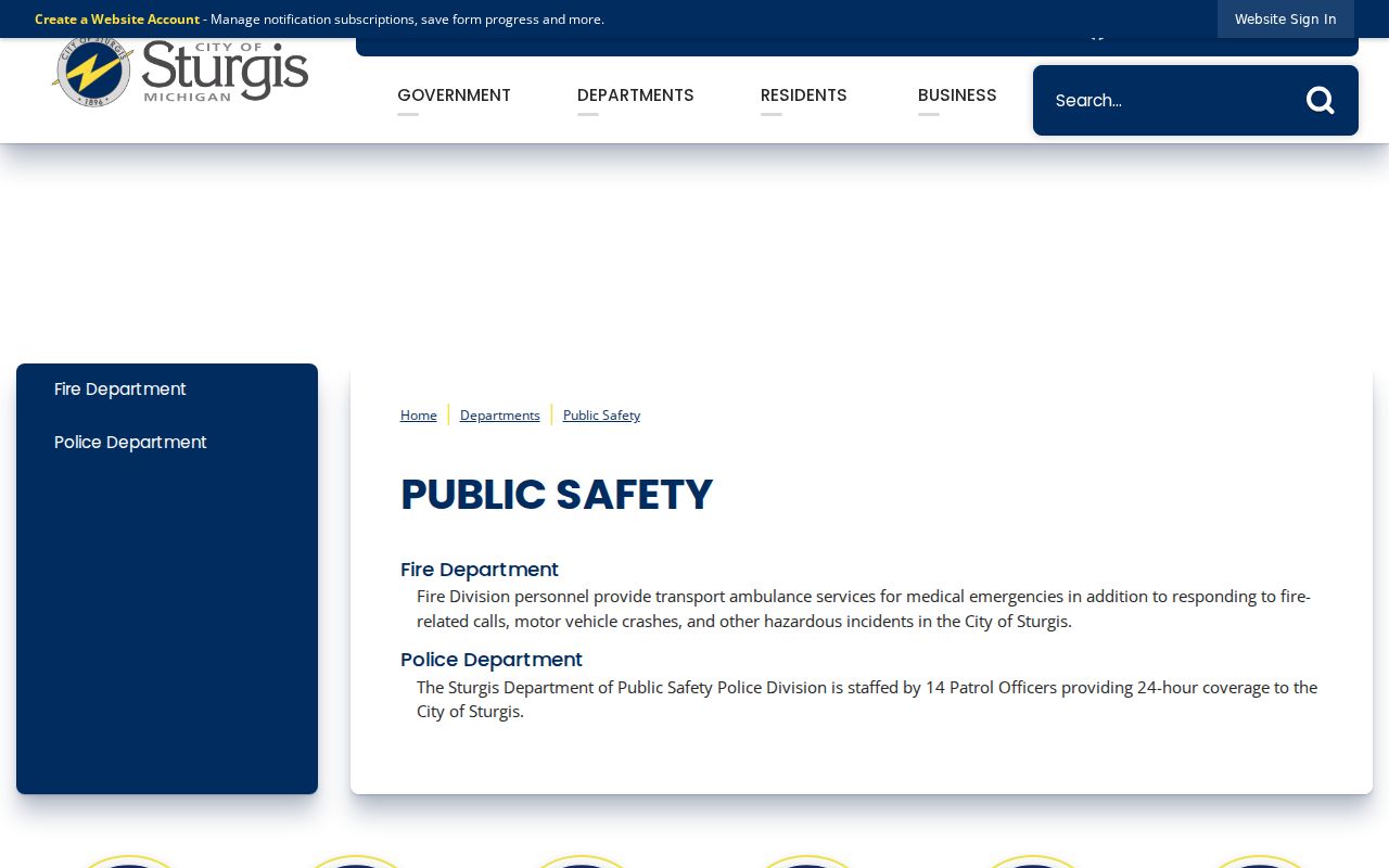 St. Joseph County city court warrant records Sturgis public safety page