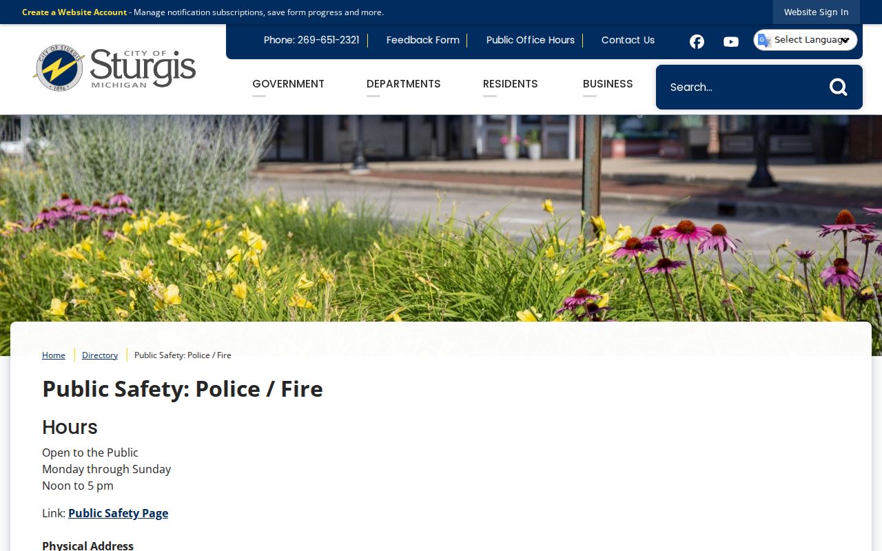 Sturgis warrant records public safety directory page